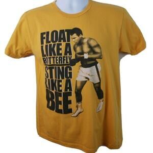 Official Muhammad Ali Float Like A Butterfly Sting Like Bee Yellow Tshirt Size S